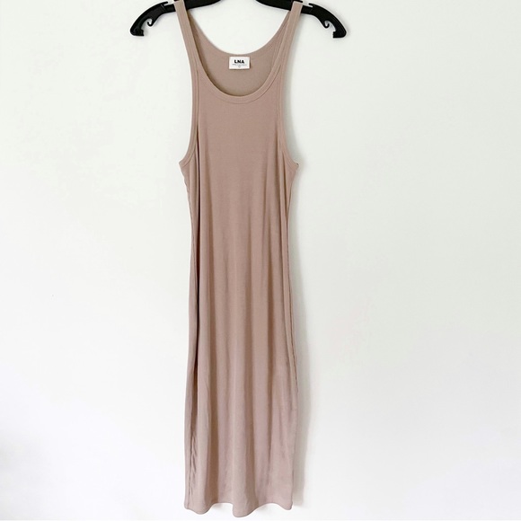 NWOT LNA Skinny Racer Midi Tank Dress in Colour  Nude size L - Picture 12 of 15